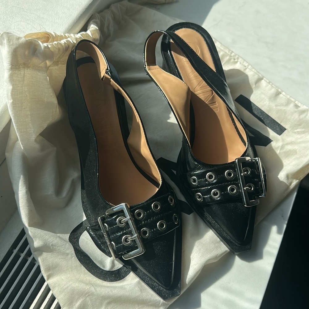 Ganni Buckle Slingback Heels (Size 40)